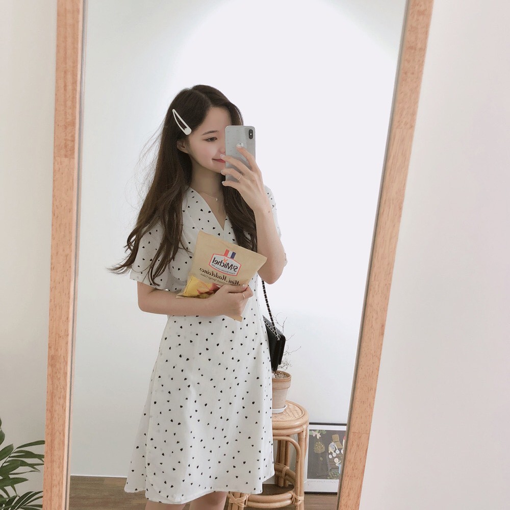 Đầm xòe ulzzang họa tiết chấm bi tay ngắn Hàn Quốc V09 - Peyy Clothing | BigBuy360 - bigbuy360.vn