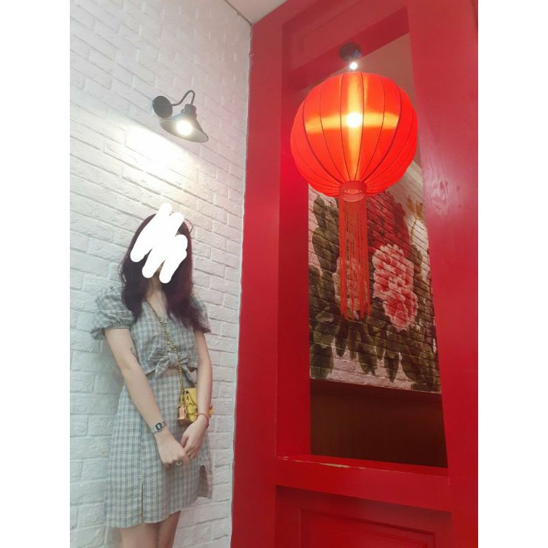 Thanh lý set chân váy áo nơ caro mặc đúng 1 lần
