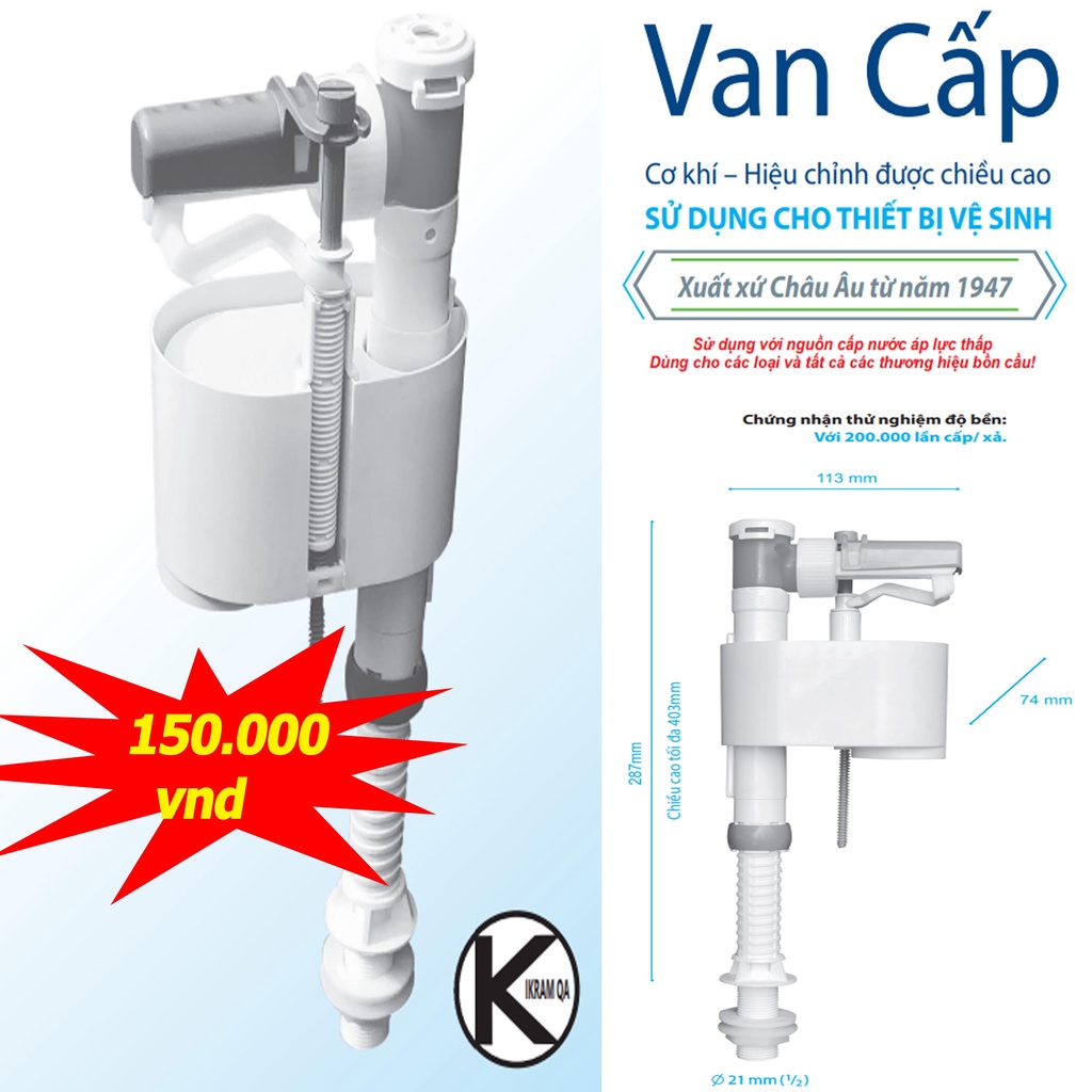 SIAMP Phao bồn cầu cơ cao cấp chịu được áp lực nước cao và chống trào ngược (dùng được cho tất cả bồn cầu )