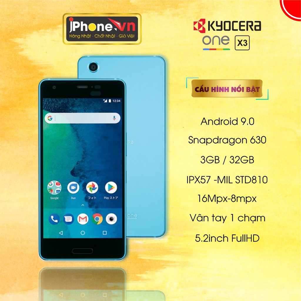 Điện thoại Kyocera Android One X3 chuẩn quân đội , chống nước , khung thép siêu cứng ,Android 10 | BigBuy360 - bigbuy360.vn