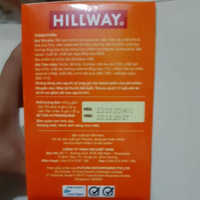 Trà sữa trân châu HILLWAY hộp 416g