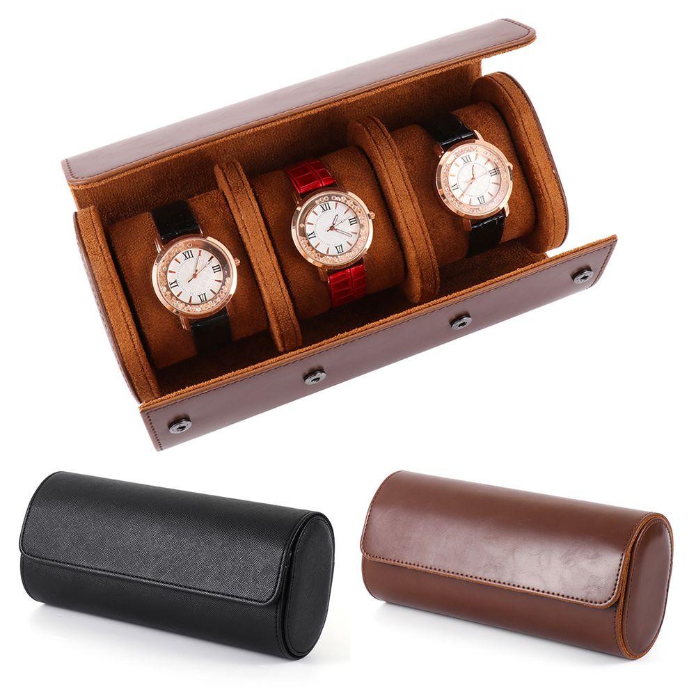 EUTUS Hộp Đựng Đồng Hồ 3 Ngăn Màu Trơn Sang Trọng Có Thể Tháo Rời
