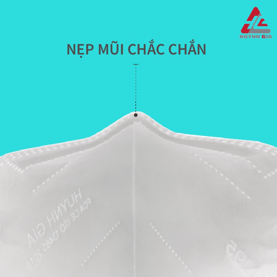 Hộp khẩu Trang Huỳnh Gia N95 5 Lớp Kháng Khuẩn Kháng Bụi Mịn Chuẩn Mỹ - Kẹp Sống Mũi Chắc Chắn