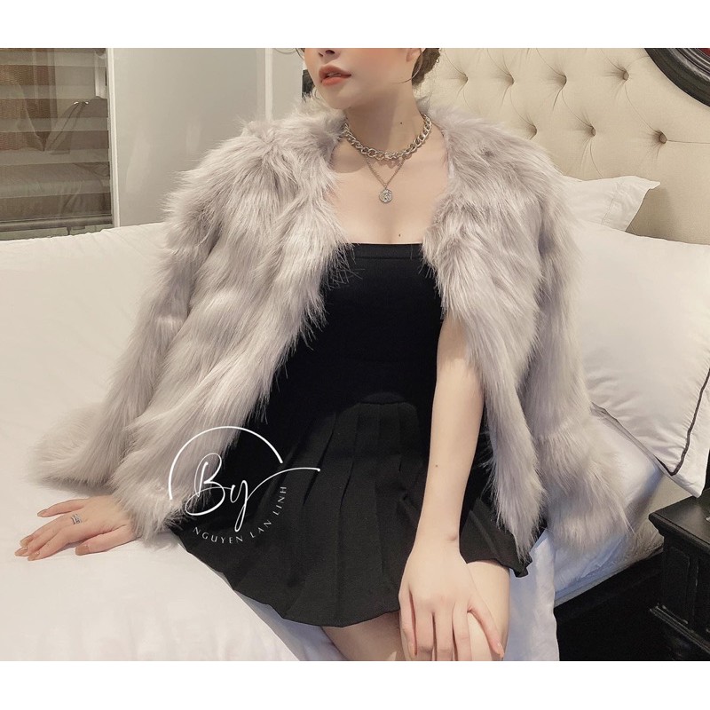 BÁN SỈ ÁO KHOÁC LÔNG NGẮN 2 MÀU TRẮNG GHI CHO NỮ