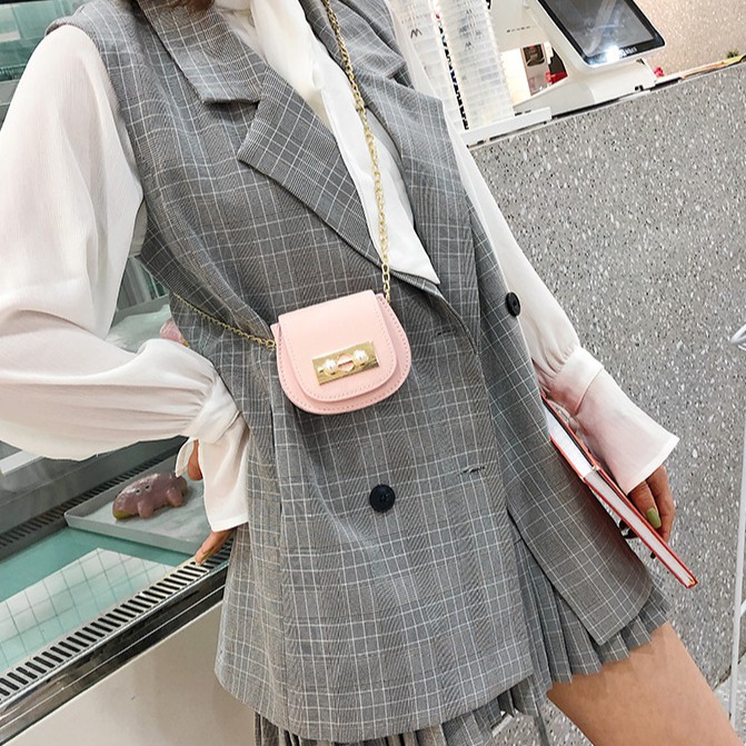 Túi đeo chéo mini nữ thời trang dễ thương, dây xích da mềm giá rẻ GL26