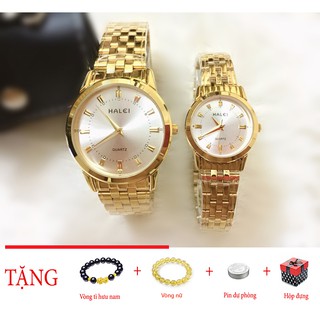 Đồng hồ cặp đôi Nam Nữ  Halei Gold dây thép sang trọng cho cặp đôi