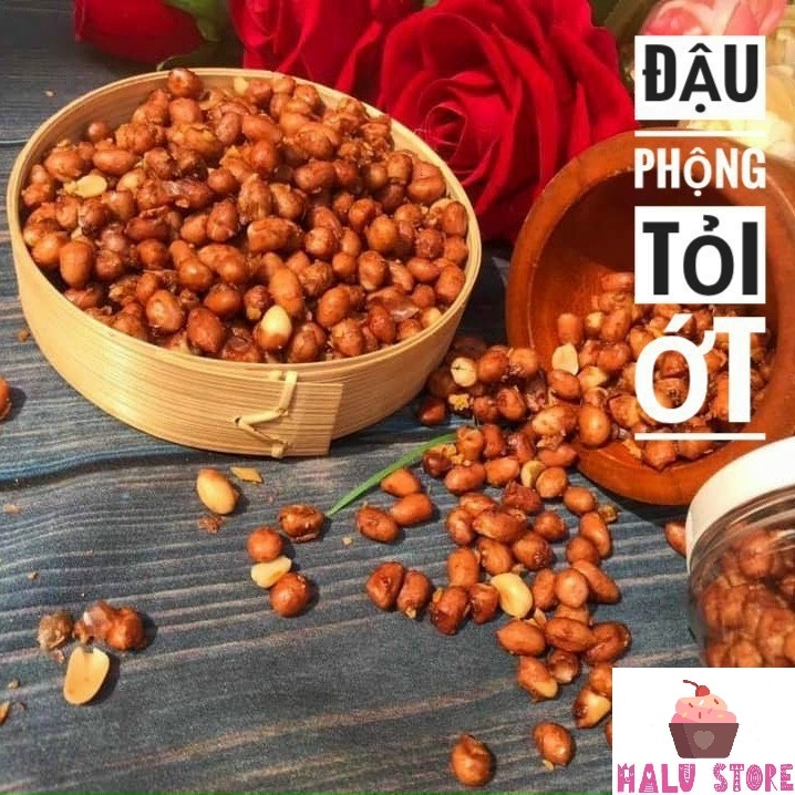 Đậu Phộng Rang Tỏi Ớt  - Đậu Phông Giòn Giòn Ăn Là Mê - Hủ 500Gram