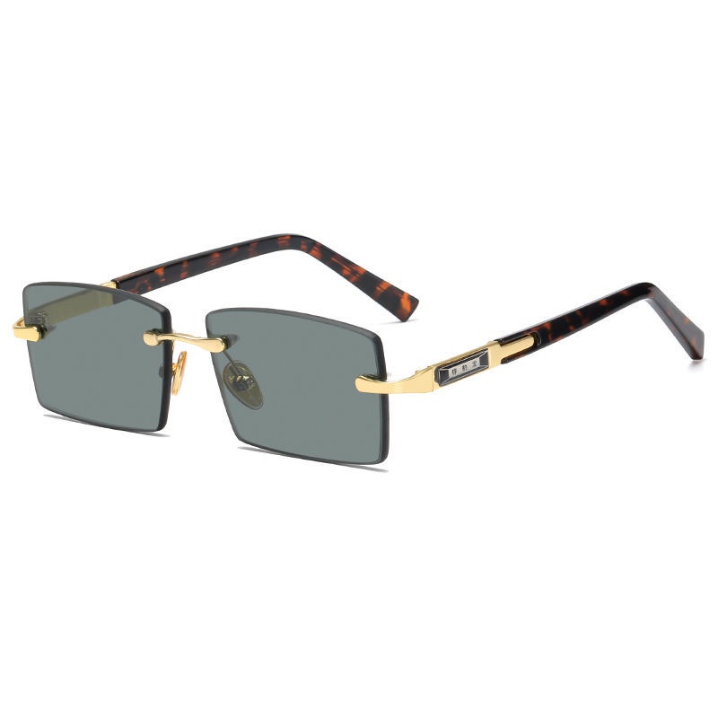 Kính Mát Gọng Vuông Lớn Đính Đá Pha Lê Thời Trang Cho Nam Trung Niên