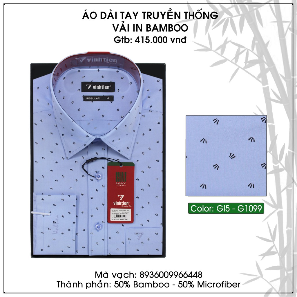 Áo Sơ Mi Họa Tiết Dài Tay Bamboo Classic 415 Vĩnh Tiến | BigBuy360 - bigbuy360.vn