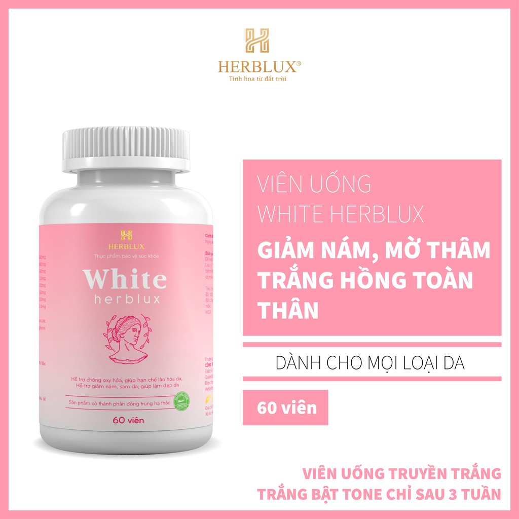 Viên uống trắng da WHITE HERBLUX chống lão hóa collagen làm đẹp da giảm thâm nám glutathione SIMI | Thế Giới Skin Care