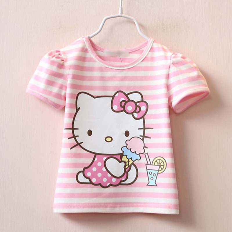 Áo Thun Tay Ngắn Hình Hello Kitty Cho Bé Gái