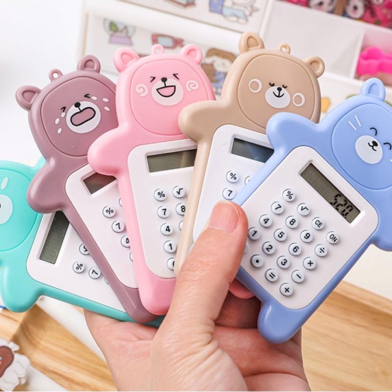 Máy Tính Điện Tử Mini Hình Gấu Hoạt Hình Dễ Thương Cho Học Sinh