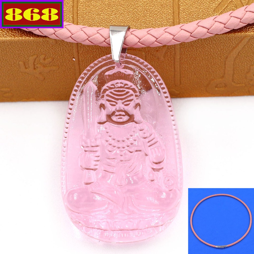 Vòng cổ dây da Bất động minh vương pha lê hồng 3.6 cm DDOHTRFLHB1 - Hộ mệnh tuổi Dậu