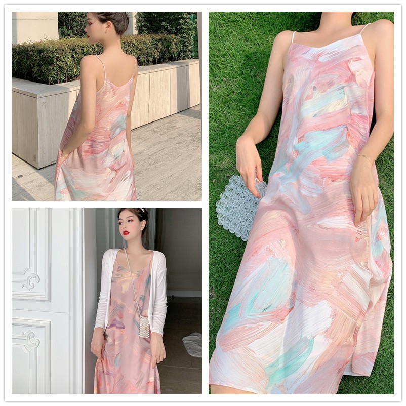 Sleeveless Dress for Women Sling Dress Women's Summer Korean Dress Midi Dresses for Women Dress Casual Dress Women Off Shoulder Dress for Women Irregular Midi Dresses Slim Waist Shift Dress V Neck Floral Dress