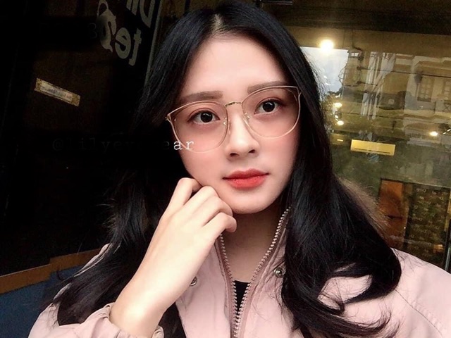 HCM Gọng kính mắt mèo tròn chân cách điệu nhận làm cận viễn loạn