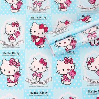 Giấy dán tường decal hình hello kitty ô xanh có keo sẵn khổ 9,5m x45 cm