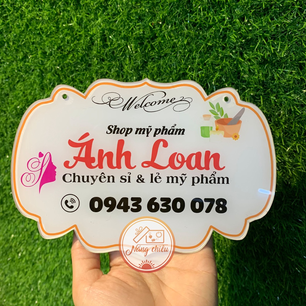 Biển hiệu mica treo shop - Bảng hiệu Decor mẫu ghép Mèo thần tài xinh xắn - Free thiết kế