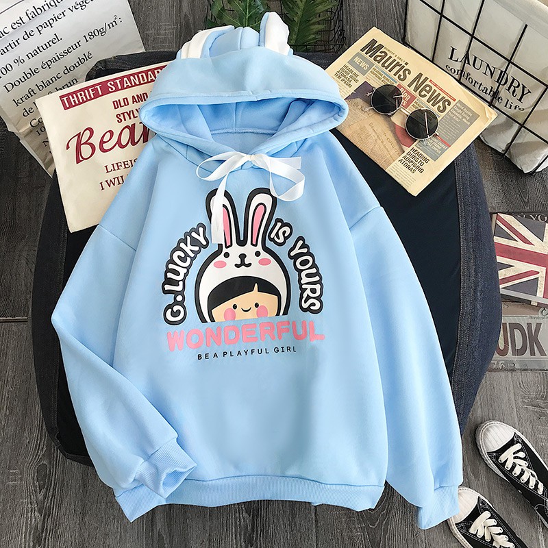 Áo Khoác Hoodie WONDERFUL TAI THỎ Form Rộng Unisex Chất Nỉ Siêu Xinh - VIETCENTRE | BigBuy360 - bigbuy360.vn