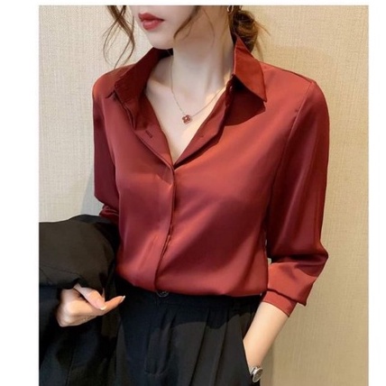 Áo sơ mi nữ, Áo sơ mi công sở vải lụa tằm cao cấp A300