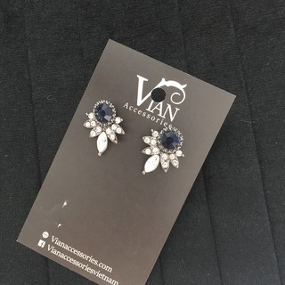 Bông tai đá nhỏ họa tiết cánh hoa