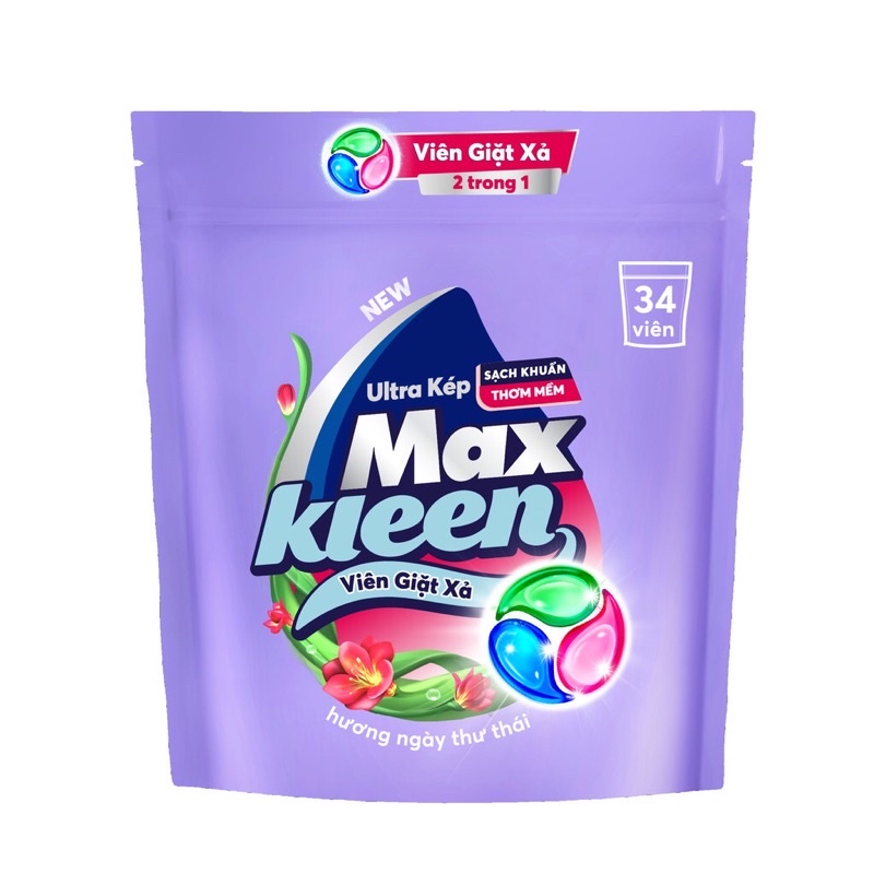 TÚI 34 VIÊN GIẶT XẢ MAXKLEEN 2in1_ NEW