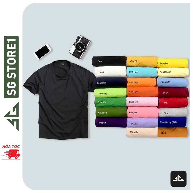 Áo thun trơn nam nữ phông unisex basic tshirt tay ngắn cổ tròn thun mềm mịn nhiều màu | SGSTORE1