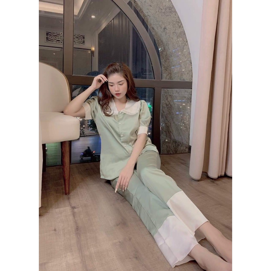 Bộ Đồ Pijama – Bộ Lụa latin tay cộc, quần dài [Hàng Đẹp, Lụa Mát Mịn] Không Nhăn, Không Bai Giãn, Không Phai Màu | BigBuy360 - bigbuy360.vn