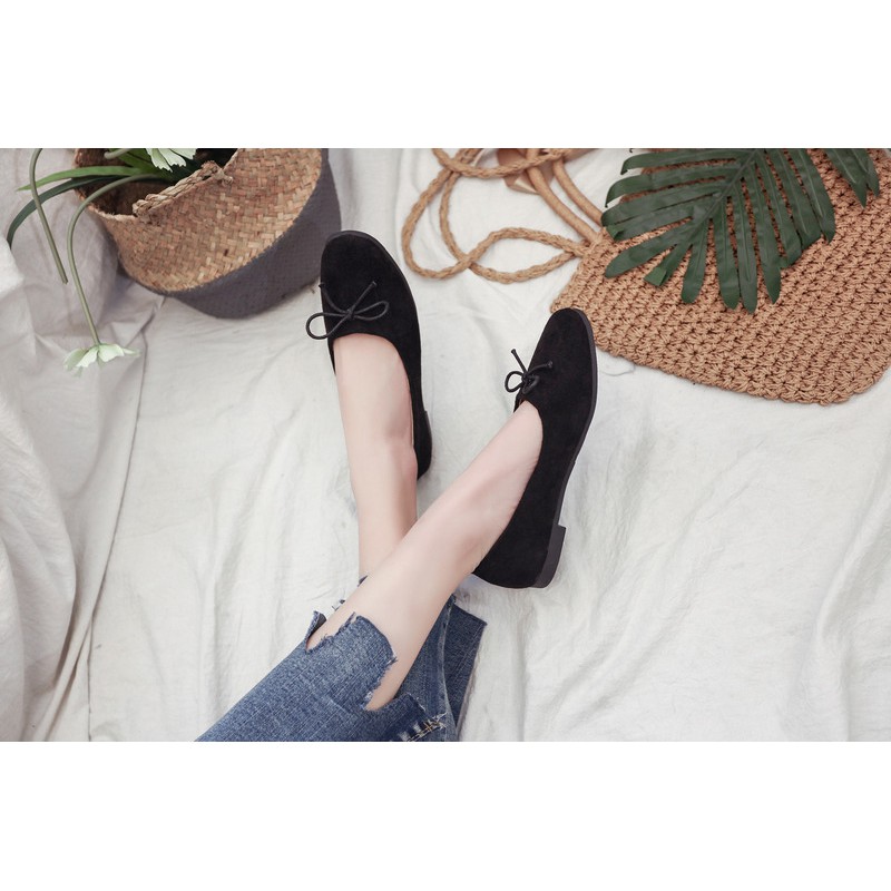 [Rẻ vô đối] Giày bệt nữ da lộn đính nơ xinh Hàn Quốc siêu hot 2020 | BigBuy360 - bigbuy360.vn