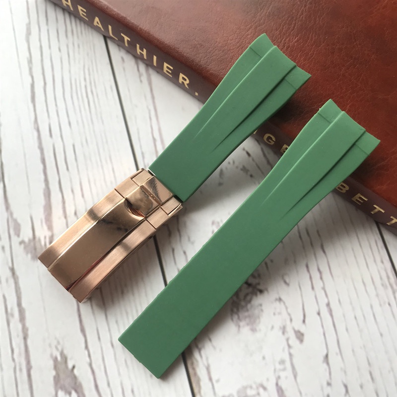 ROLEX Dây Đeo Đồng Hồ Bằng Cao Su Dẻo Chống Thấm Nước Có Khóa Gấp Gọn Màu Xanh Lá/Đen/Xanh Dương/ Ma Cho Nam