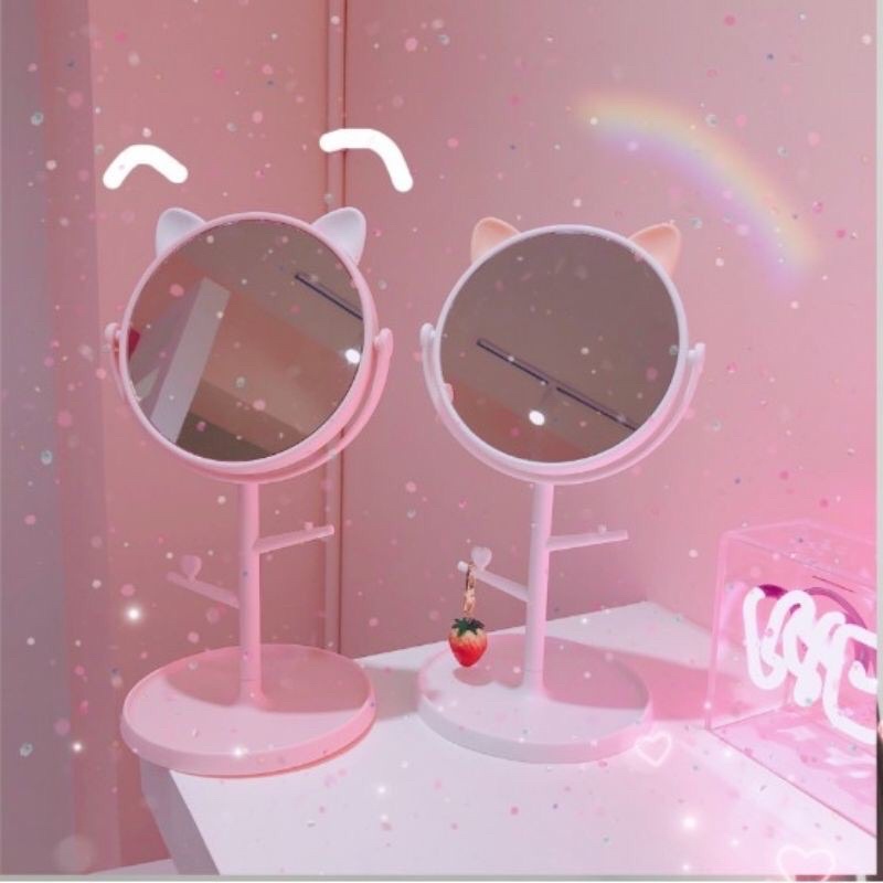 GƯƠNG SOI TRANG ĐIỂM TAI THỎ CÓ MÓC TREO