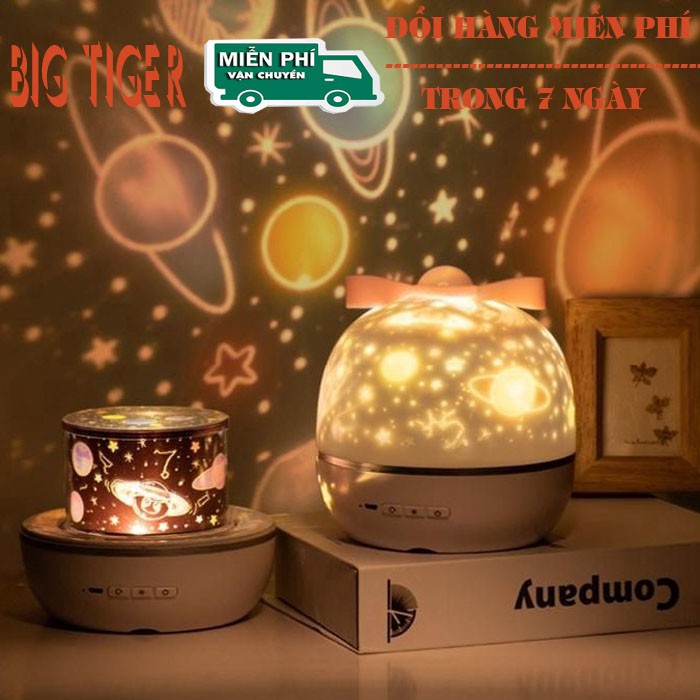 Đèn ngủ ngàn sao 3D chiếu trần xoay tự động kèm 6 hình chiếu cổ tích, đại dương, sinh nhật siêu lung linh