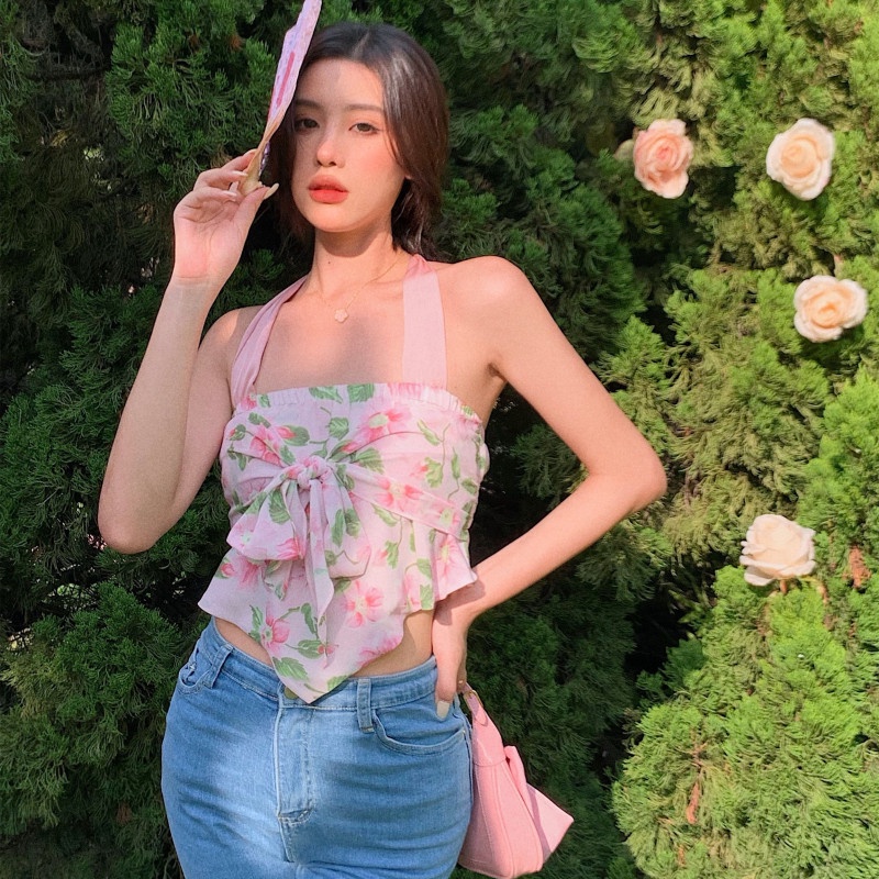 Áo Ống Hai Dây In Họa Tiết Hoa Thời Trang Mùa Hè Quyến Rũ Dành Cho Nữ