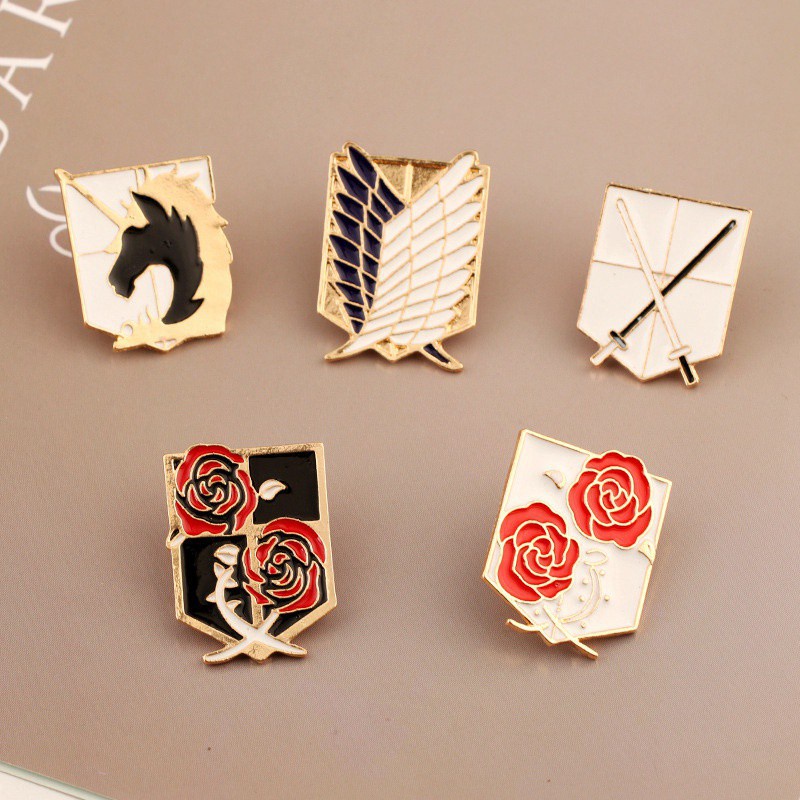 Attract Anime Jewelry Vintage Attack On Titan Pins Brooch Legions Badge Unicorn Lapel Pin Brooches
