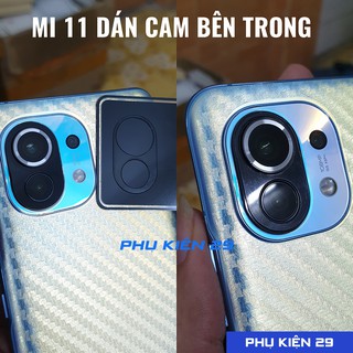 [Xiaomi Mi 11/ 11 Pro/ 11 Lite/ 11 Ultra] Combo dán lưng 3D chống xước vân Cacbon, dán kính camera
