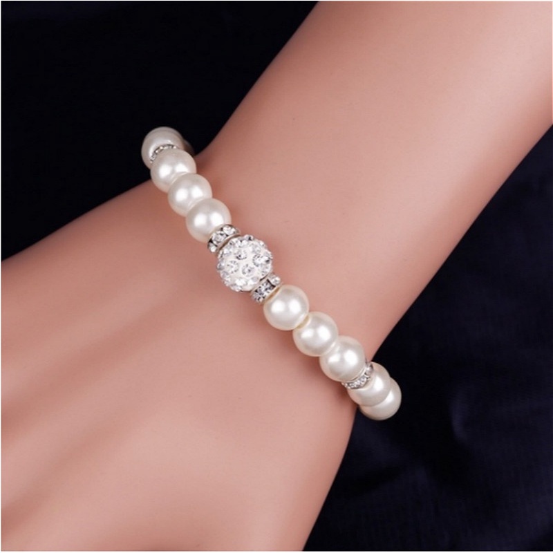 Set vòng cổ vòng tay khuyên tai chuỗi ngọc trai thời trang cao cấp cho nữ