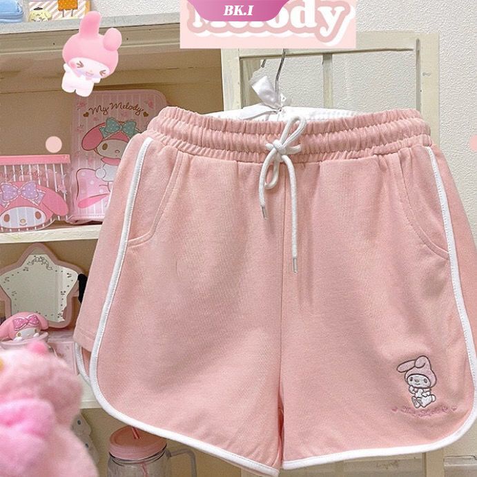 SANRIO Quần Short Thể Thao Lưng Cao Co Giãn In Họa Tiết Hoạt Hình Kuromi Dễ Thương Phong Cách Hàn Quốc Cho Nữ Y2k