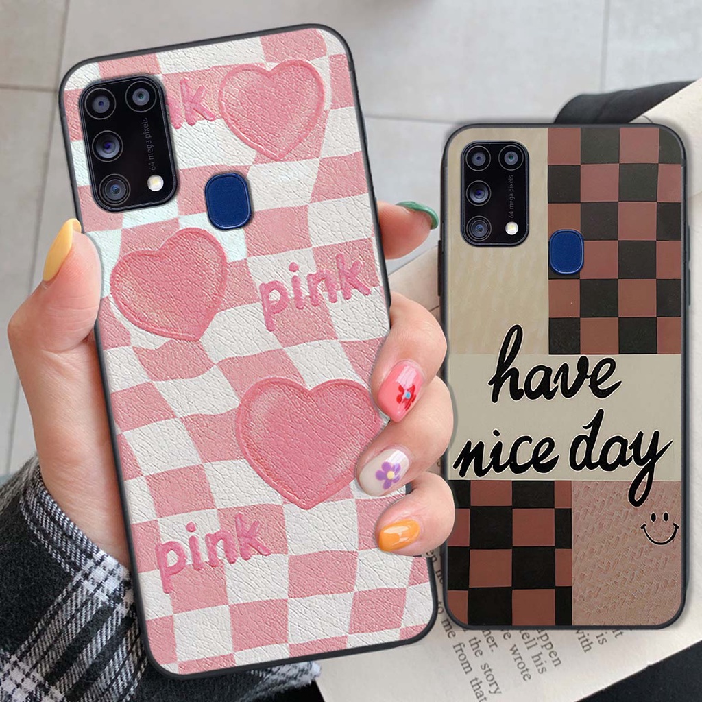 Ốp Samsung M31 caro trái tim cá tính, thời trang siêu đẹp, siêu phong cách
