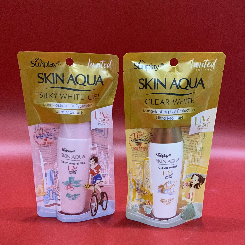 Sunplay Skin Aqua Clear White SPF50+, PA++++: Sữa chống nắng dưỡng da trắng mịn 25g