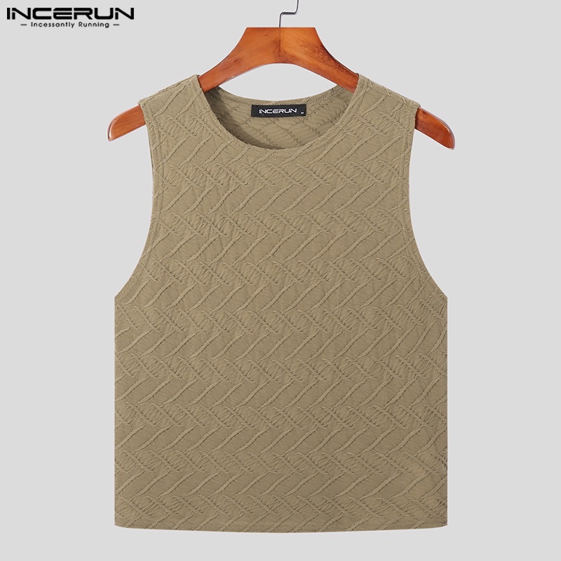 Áo ba lỗ INCERUN tập gym họa tiết hoa cổ tròn dành cho nam