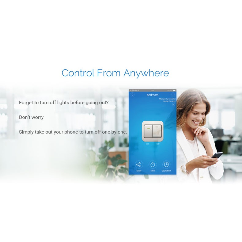 Công tắc cảm ứng đèn Wifi Smart Switch 3 nút WS