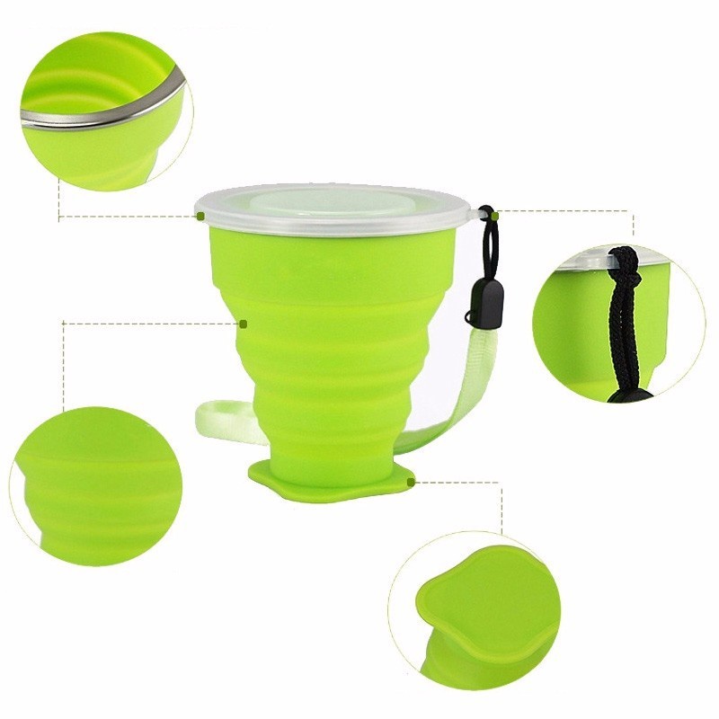 Cốc Uống Nước Bằng Silicone An Toàn Có Thể Gấp Gọn Tiện Dụng Mang Theo Du Lịch Cắm Trại