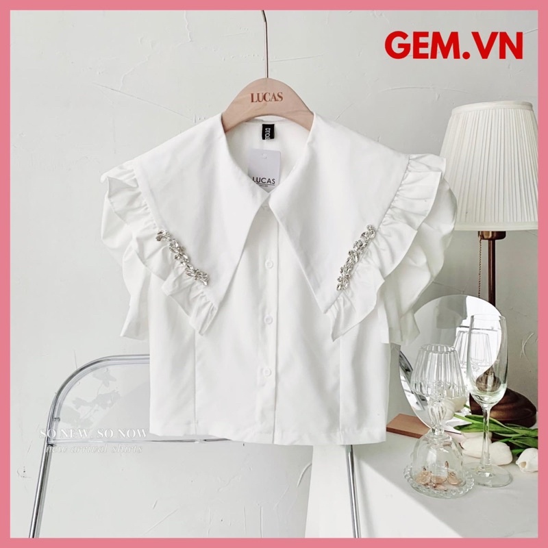 Áo cổ đá giả G275 CÓ BIGSIZE chất dày dặn rất bền gắn đá thủ công tỉ mỉ