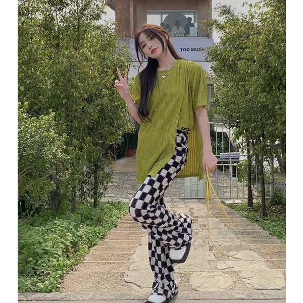 Áo Thun Tay Ngắn Dáng Rộng Xẻ Tà Thời Trang Mùa Hè Cho Nữ