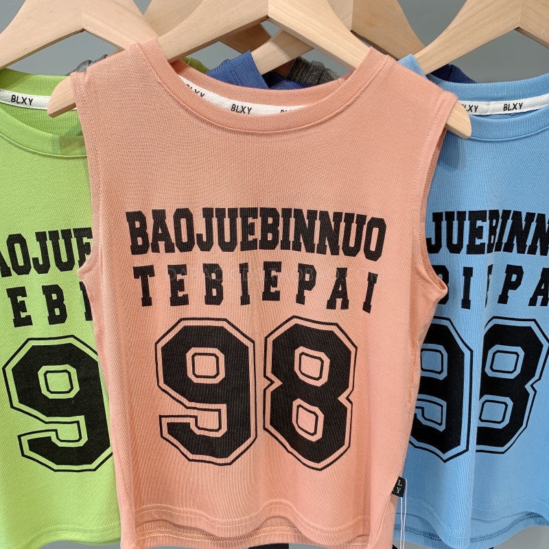 Áo Thun Sát Nách 100% Cotton Thời Trang Mùa Hè Phong Cách Hàn Quốc Mới Cho Bé Trai 2022