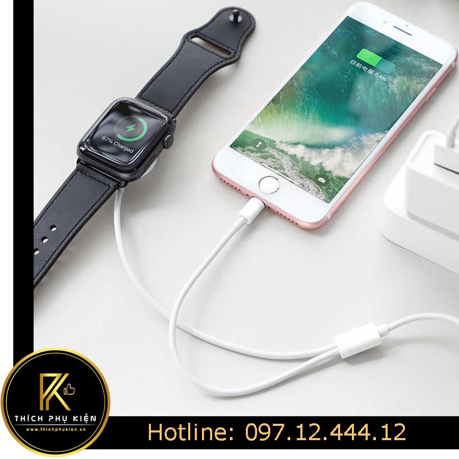 Bộ sạc/cáp sạc không dây Apple Watch Zin/Cáp 2 đầu iPhone-Apple Watch