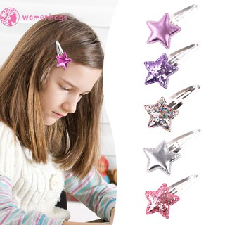 ✿WB✿Colorful Girls Five Pointed Star Hairpin Children Glitter Hair Clip