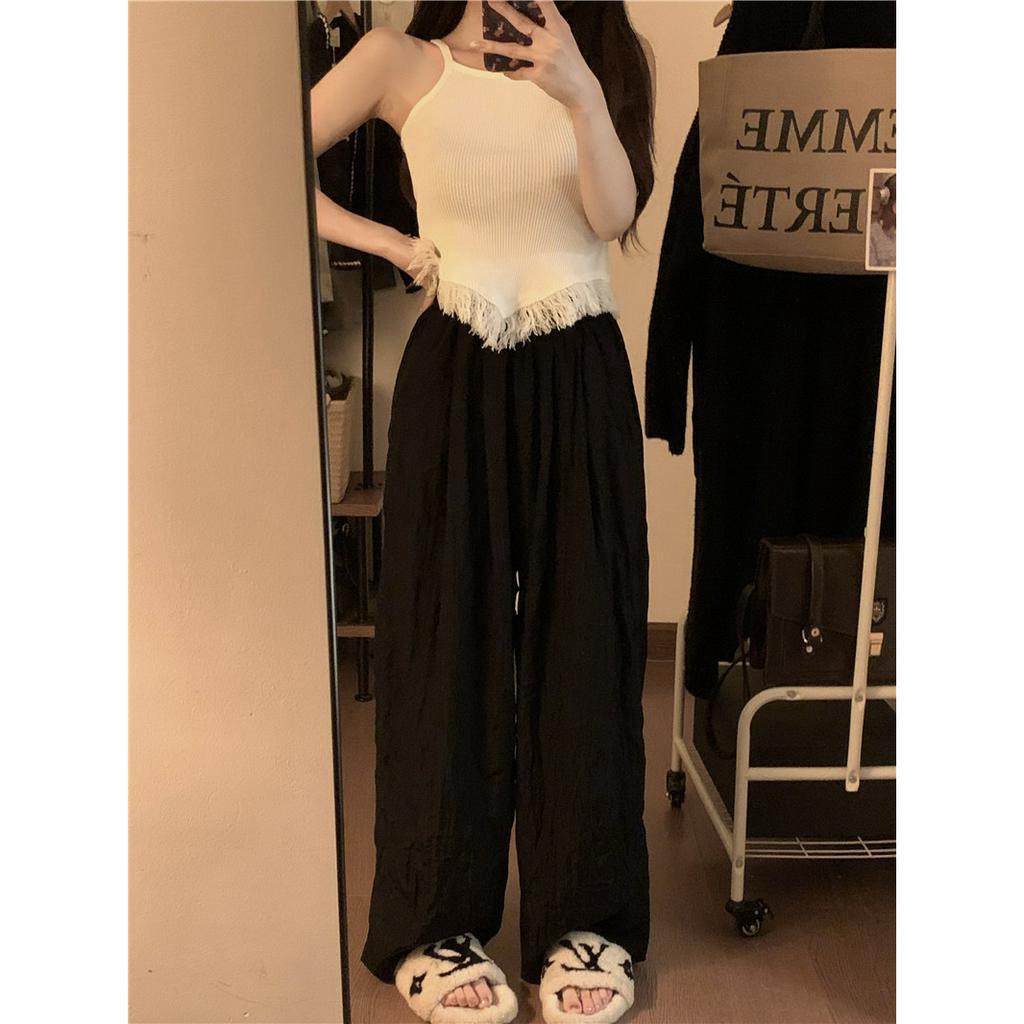 QADCOL Set Áo Thun Ngắn Tay + Quần ống rộng Thời Trang Nữ