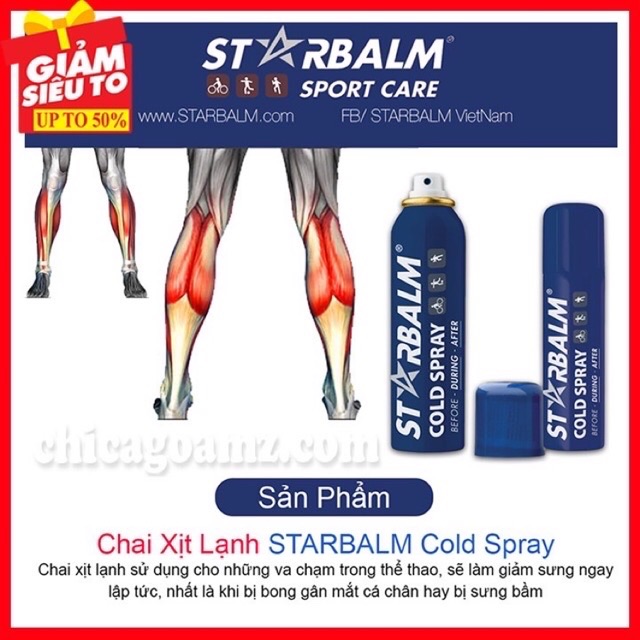 Chai xịt lạnh STARBALM 150m - Xịt giảm đau nhanh các chấn thương trong thể thao