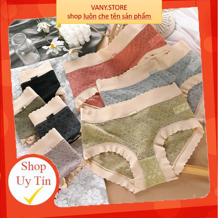 Quần Lót Nữ Ren mịn viền sóng chât su điệu đà cạp cao mẫu A66
