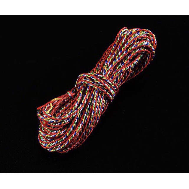 COMBO 5M Dây chỉ ngũ sắc to viền đỏ size 2mm